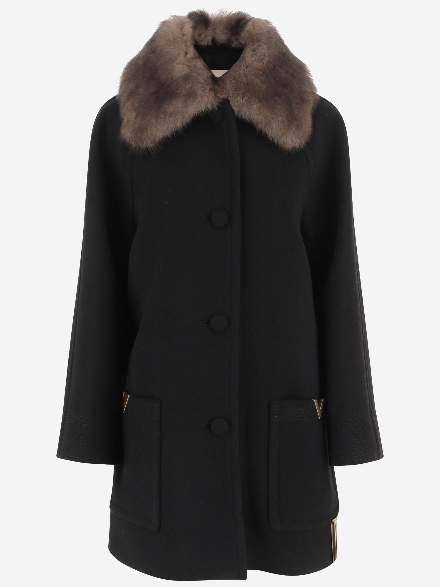 CAPPOTTO IN LANA CON COLLO IN PELLICIA 7B0CA3Z9 9UK0NO VALENTINO 