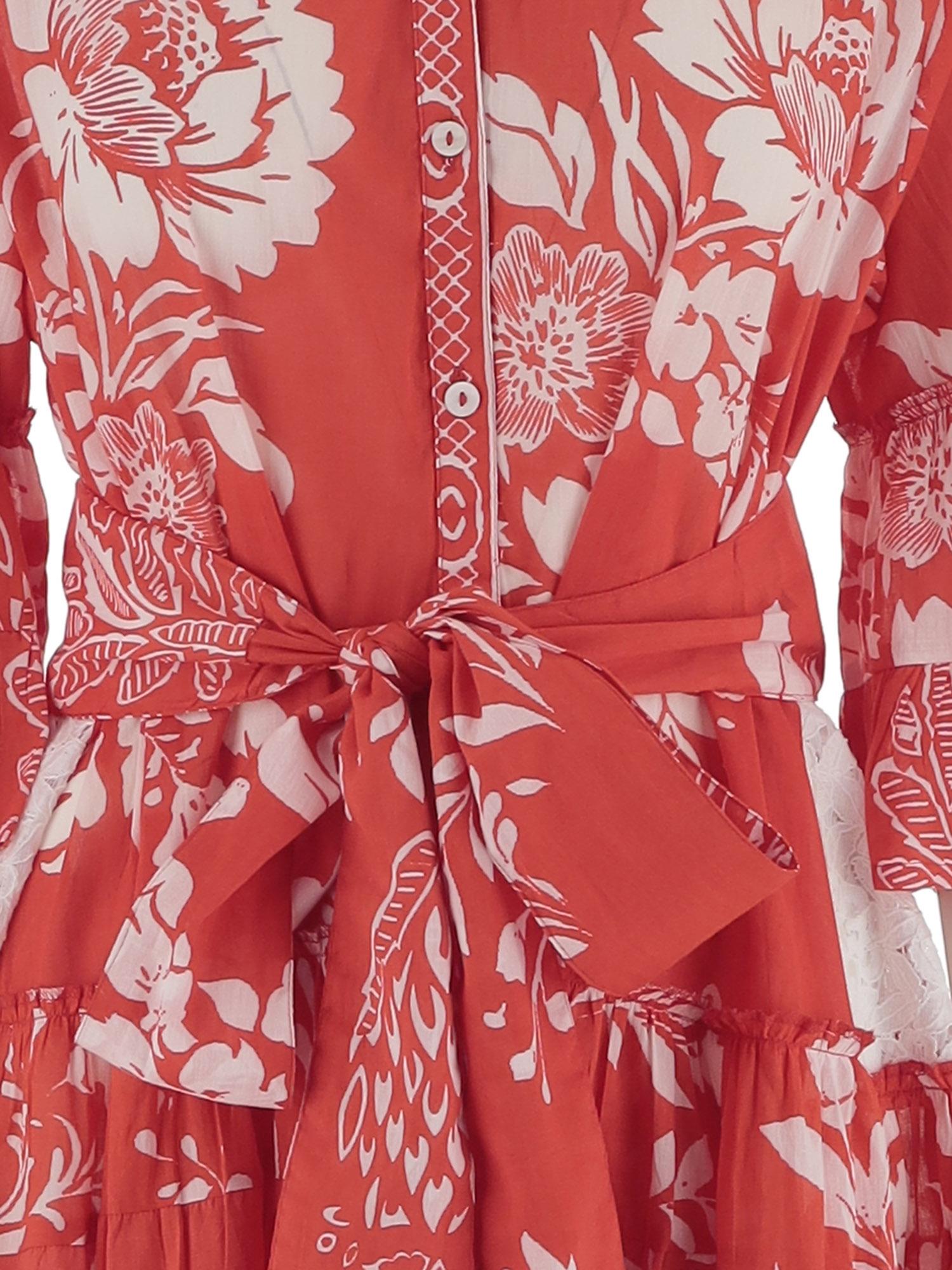 ABITO IN COTONE CON MOTIVO FLOREALE KIMONO 04RED PEPS CANNES 