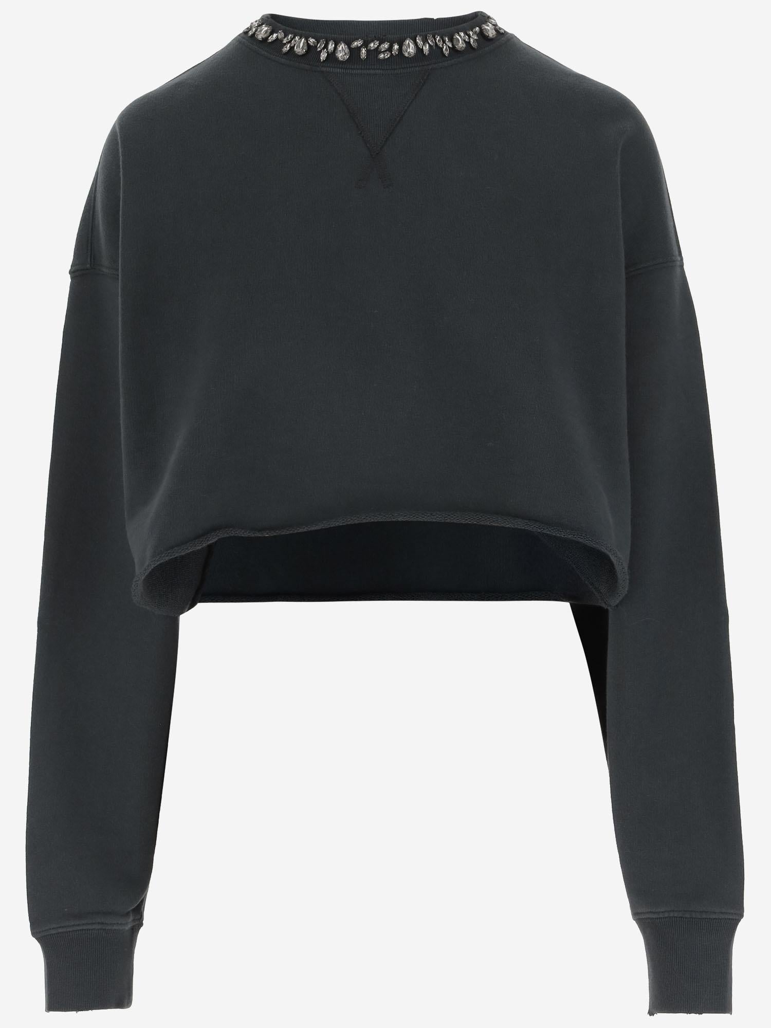 FELPA CORTA IN COTONE CON DECORAZIONE GWP02203 P00189690456 GOLDEN GOOSE 