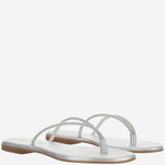 SANDALI IN PELLE CON STRASS<BR/> BALOS SILVER KIMA 