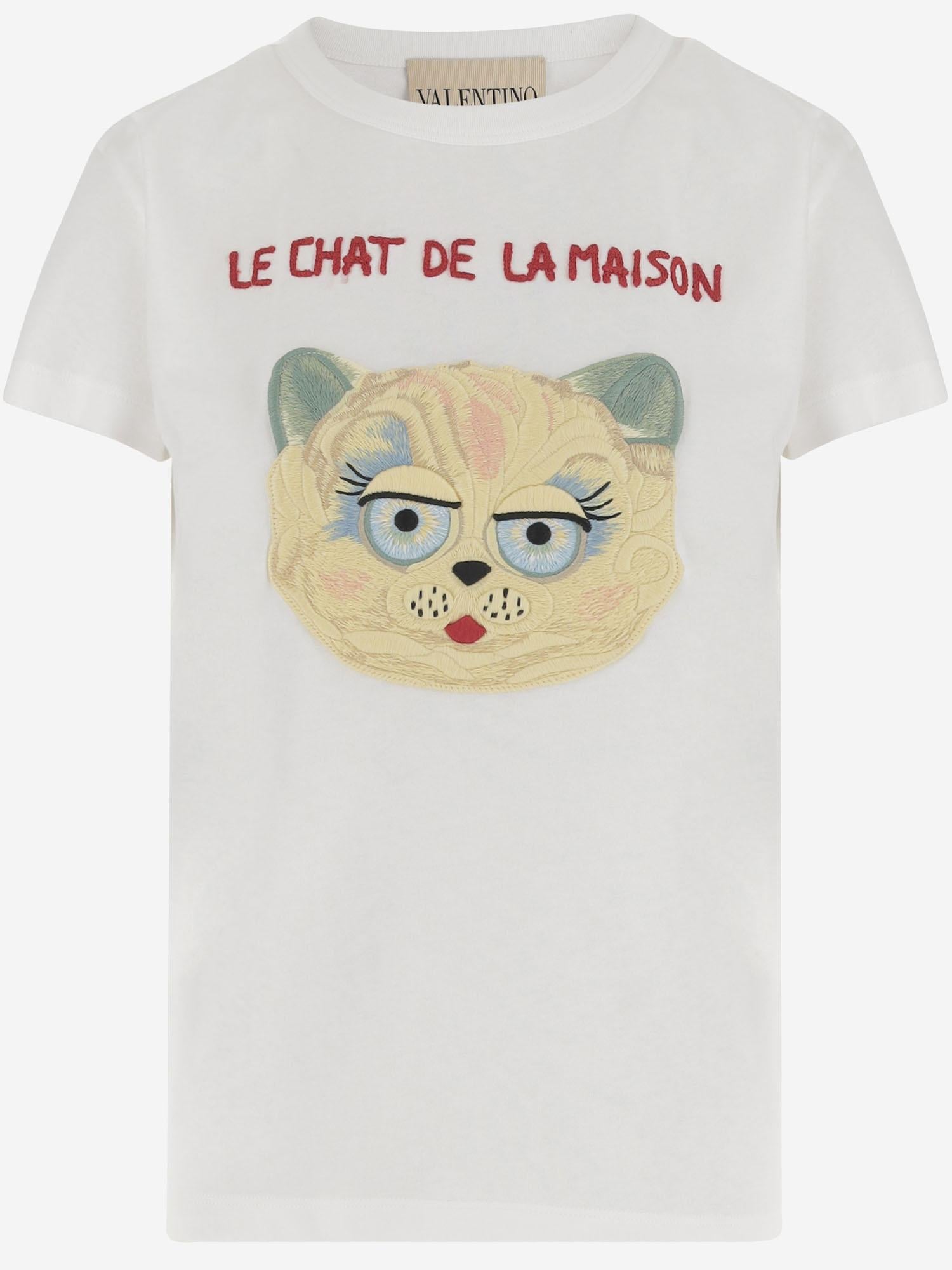 T-SHIRT LE CHAT DE LA MAISON IN COTONE 7B3MG25J 9LDA03 VALENTINO 