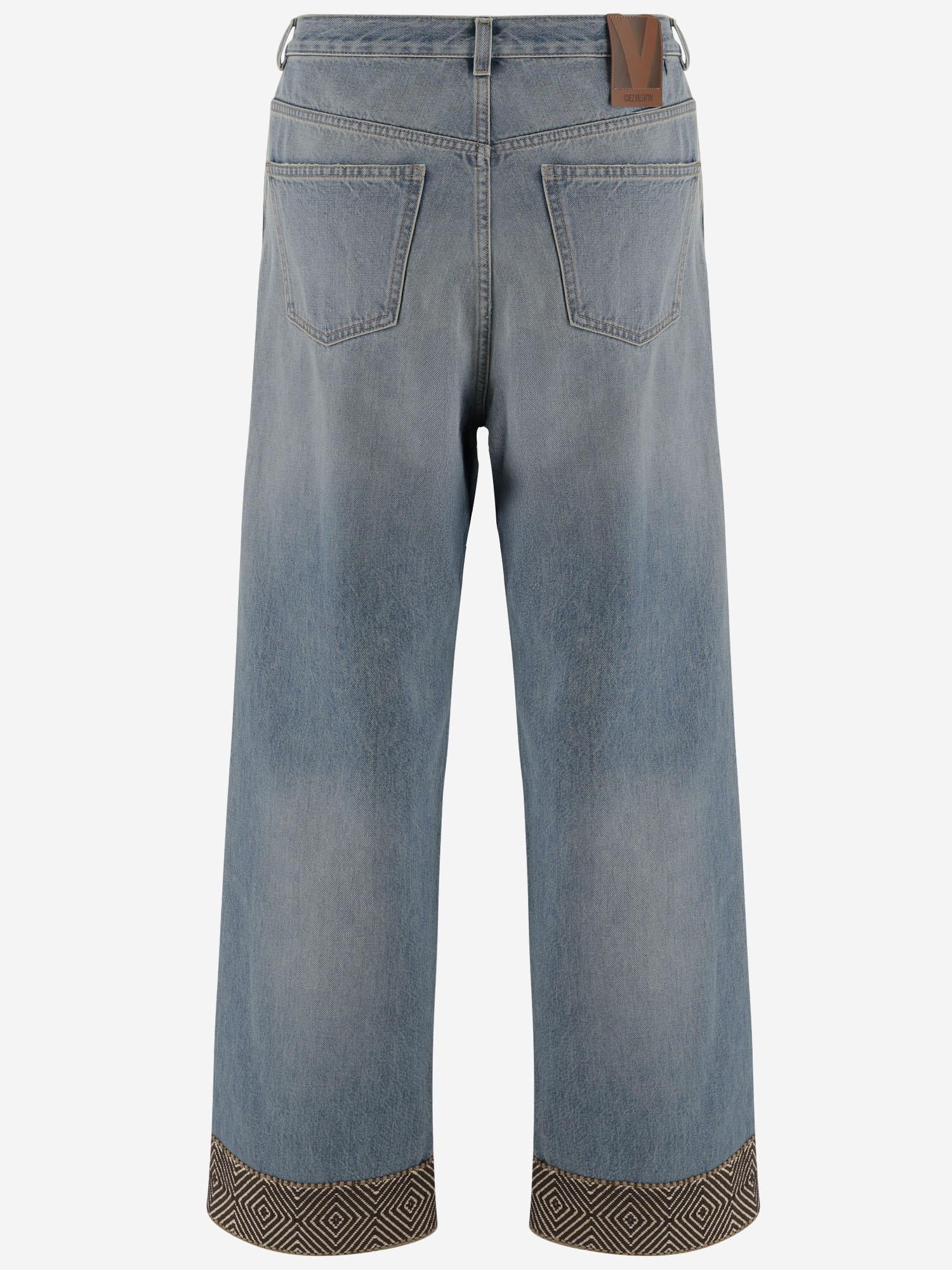 PANTALONI IN DENIM DI COTONE CON FONDO IN JACQUARD 6V3DE05GAS6 558 VALENTINO 