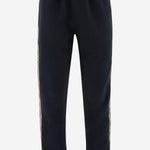 PANTALONI IN COTONE BURBERRY CHECK 8118995 NAVY BURBERRY 