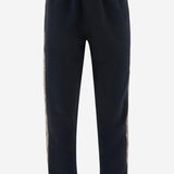 PANTALONI IN COTONE BURBERRY CHECK 8118995 NAVY BURBERRY 