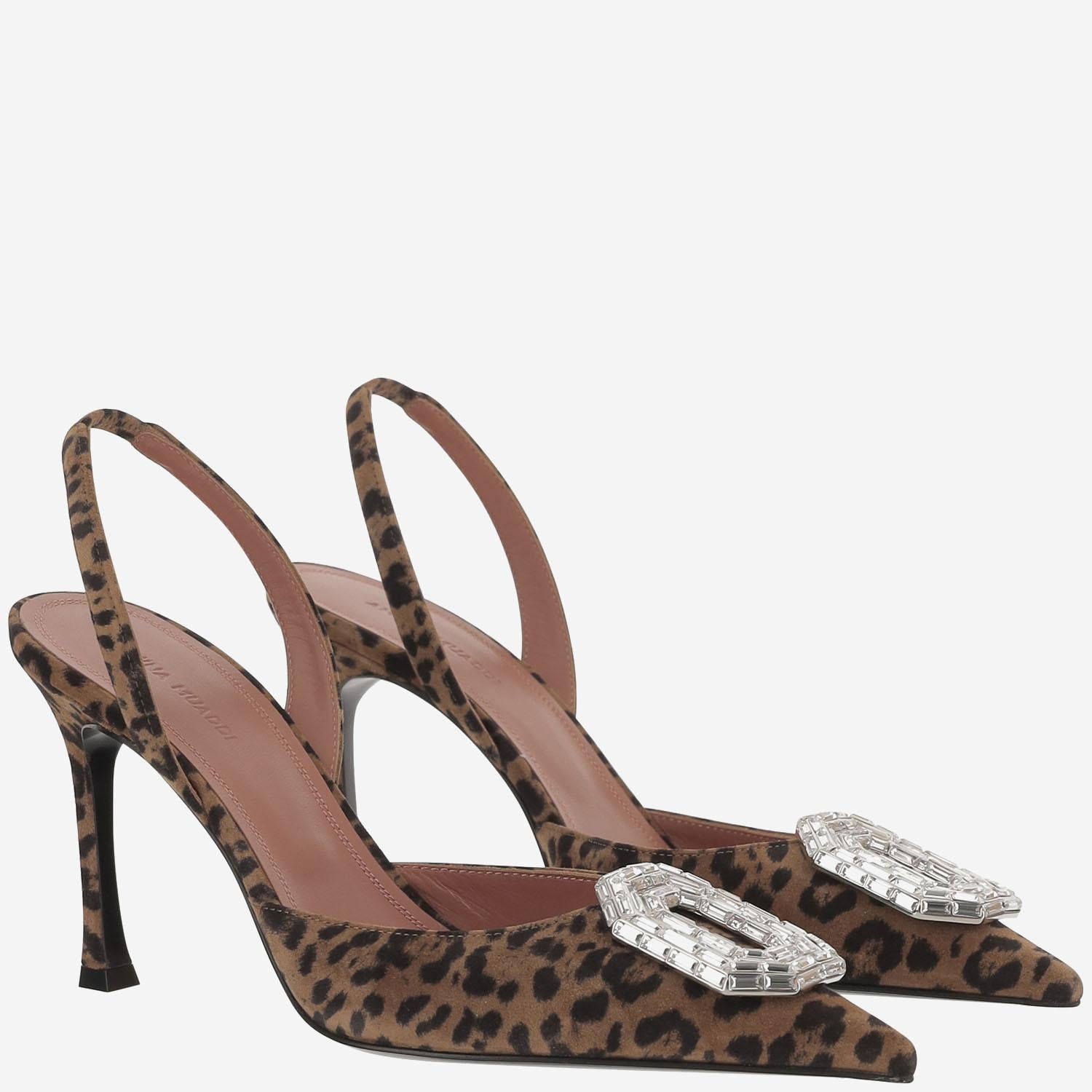 CAMELIA SLINGBACK IN SUEDE CAMELIASLING LEOPARD AMINA MUADDI 