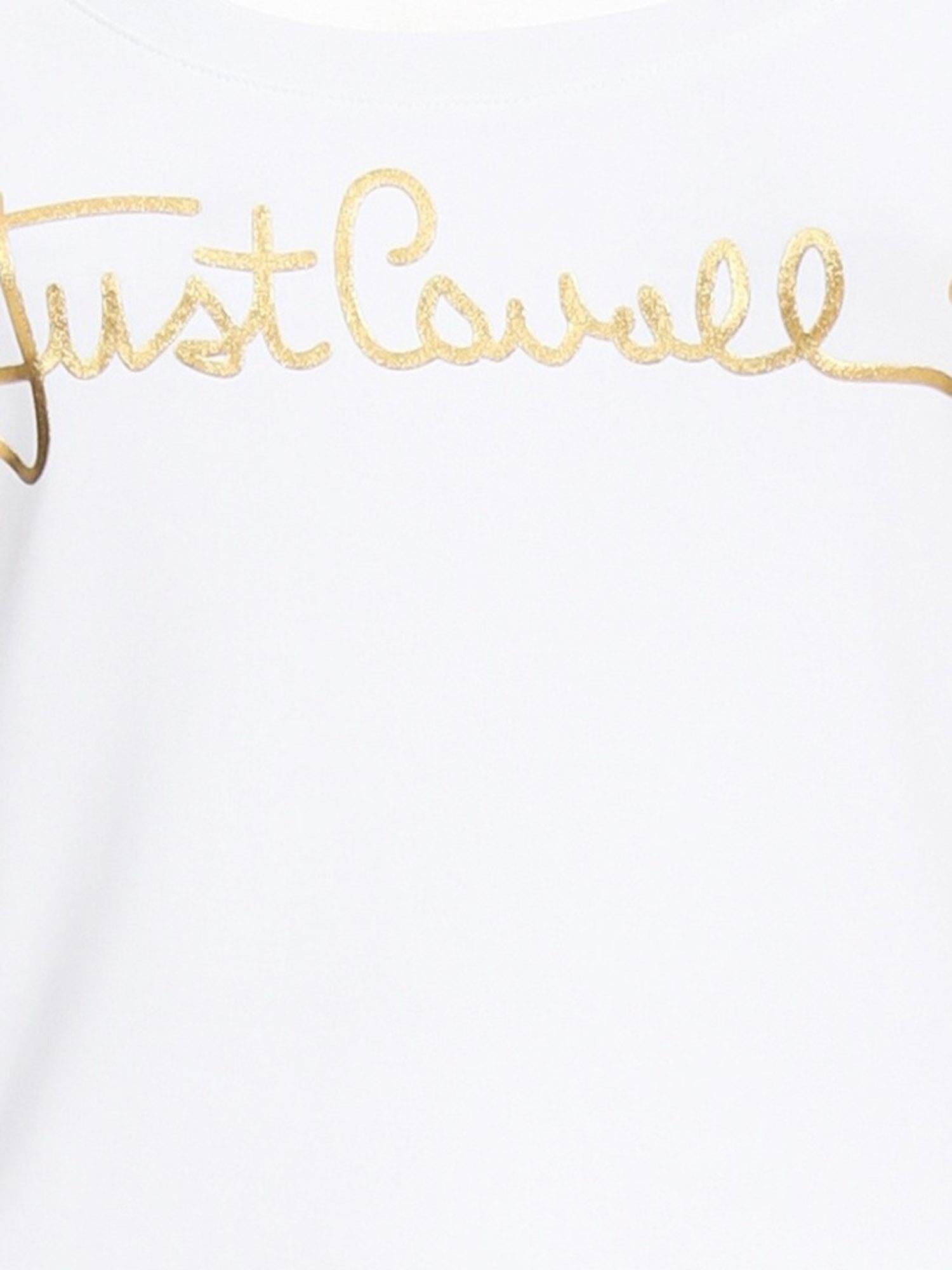 T-SHIRT IN COTONE STRETCH CON LOGO FRONTALE 80PAHT02 CJ502G03 JUST CAVALLI 