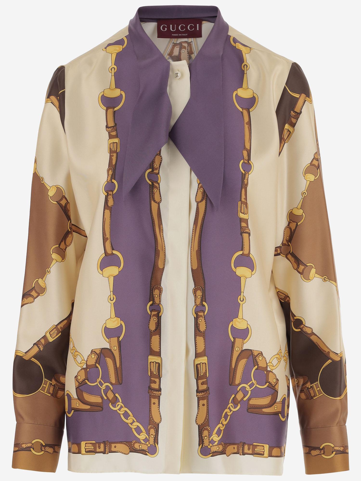 CAMICIA IN TWILL DI SETA CON STAMPA 855593 ZAUK42358 GUCCI 