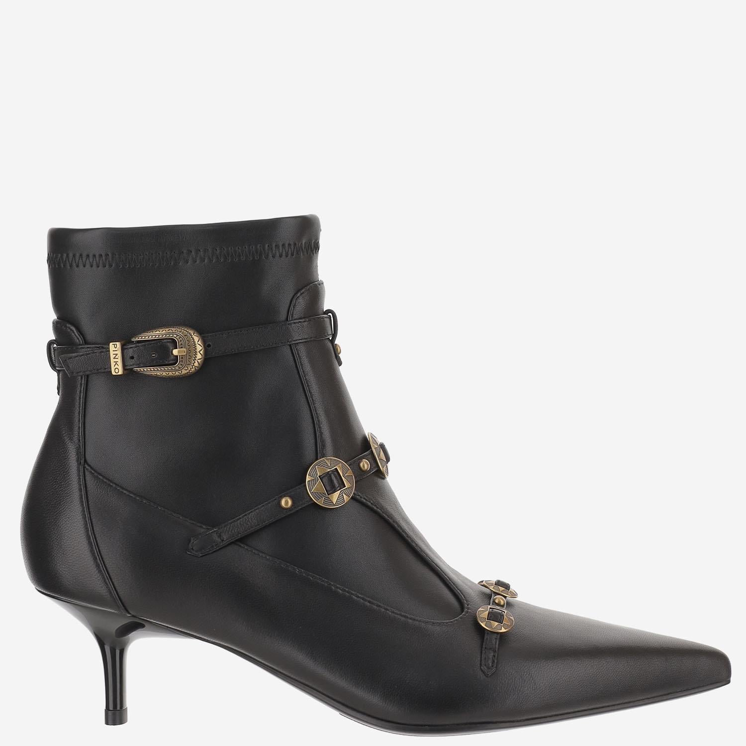 STIVALETTI GLORIA IN MISTO PELLE CON CINTURINI DECORATIVI SD0493 P003Z99 PINKO 