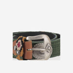 CINTURA IN PELLE E TESSUTO AZTECA ARMYGREEN WAITZ 