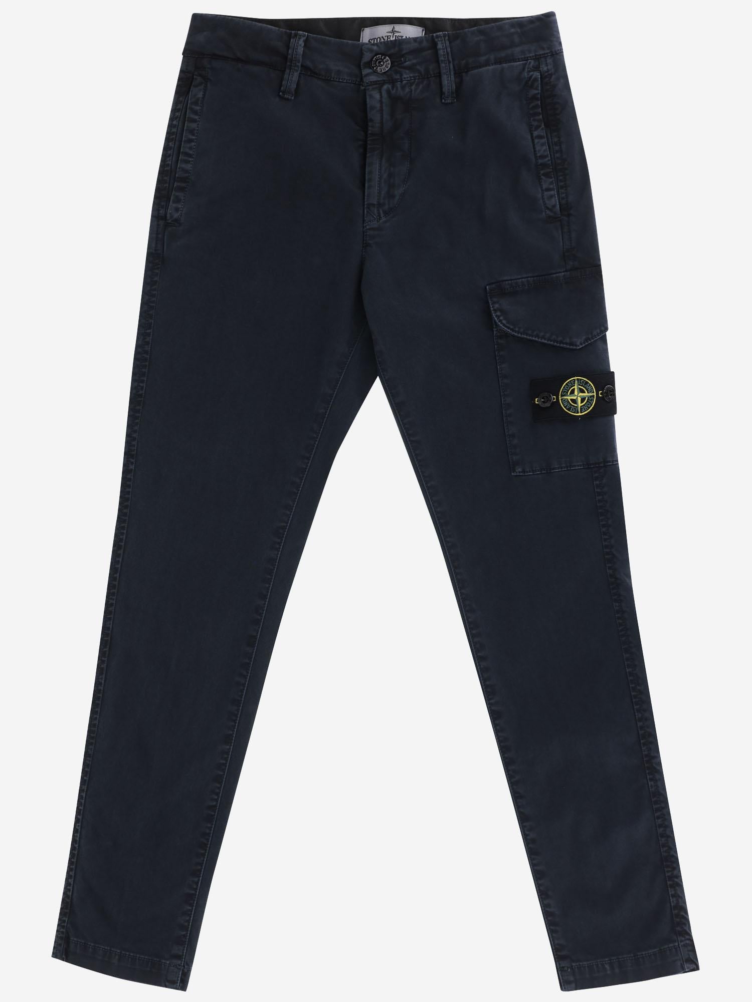 PANTALONI IN COTONE STRETCH CON LOGO 3100004 S0198V0120 STONE ISLAND KIDS 