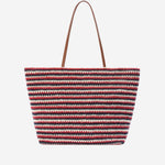 Borsa Tote Crochet a righe con logo ricamato CRO0007 00593L MC2 SAINT BARTH 