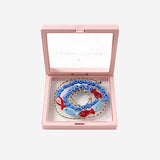 Collana in tessuto e perle di vetro FISHGLASSBEAD REDLIGHTBLUE SORBET ISLAND 