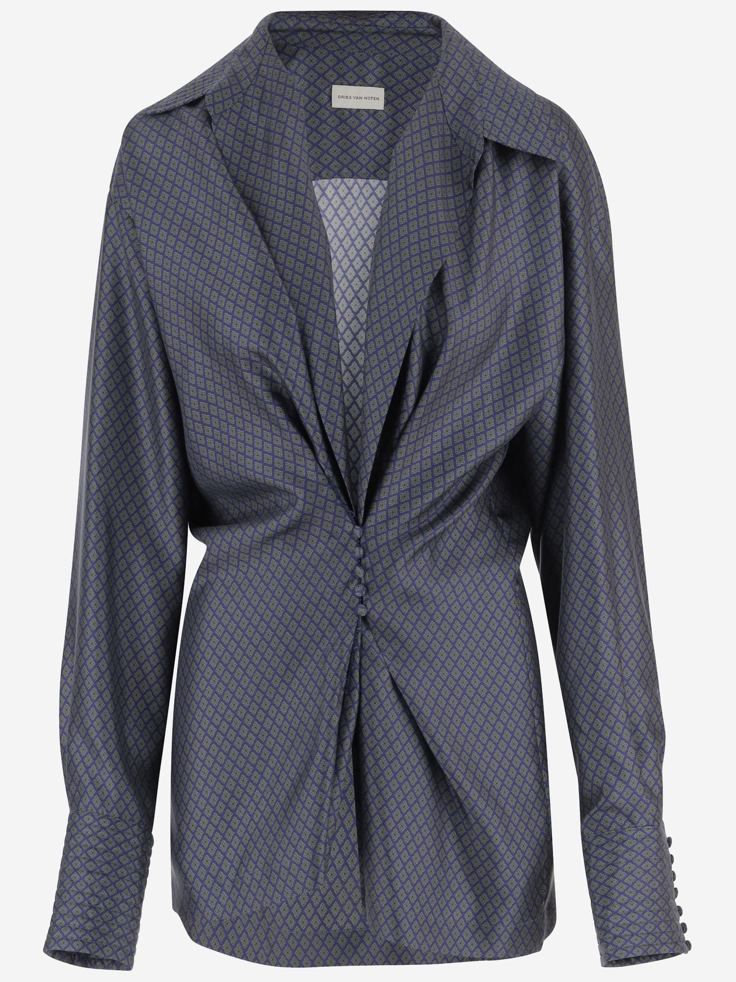 CAMICIA IN SETA CON DRAPPEGGIO FRONTALE 010781 2333509 DRIES VAN NOTEN 