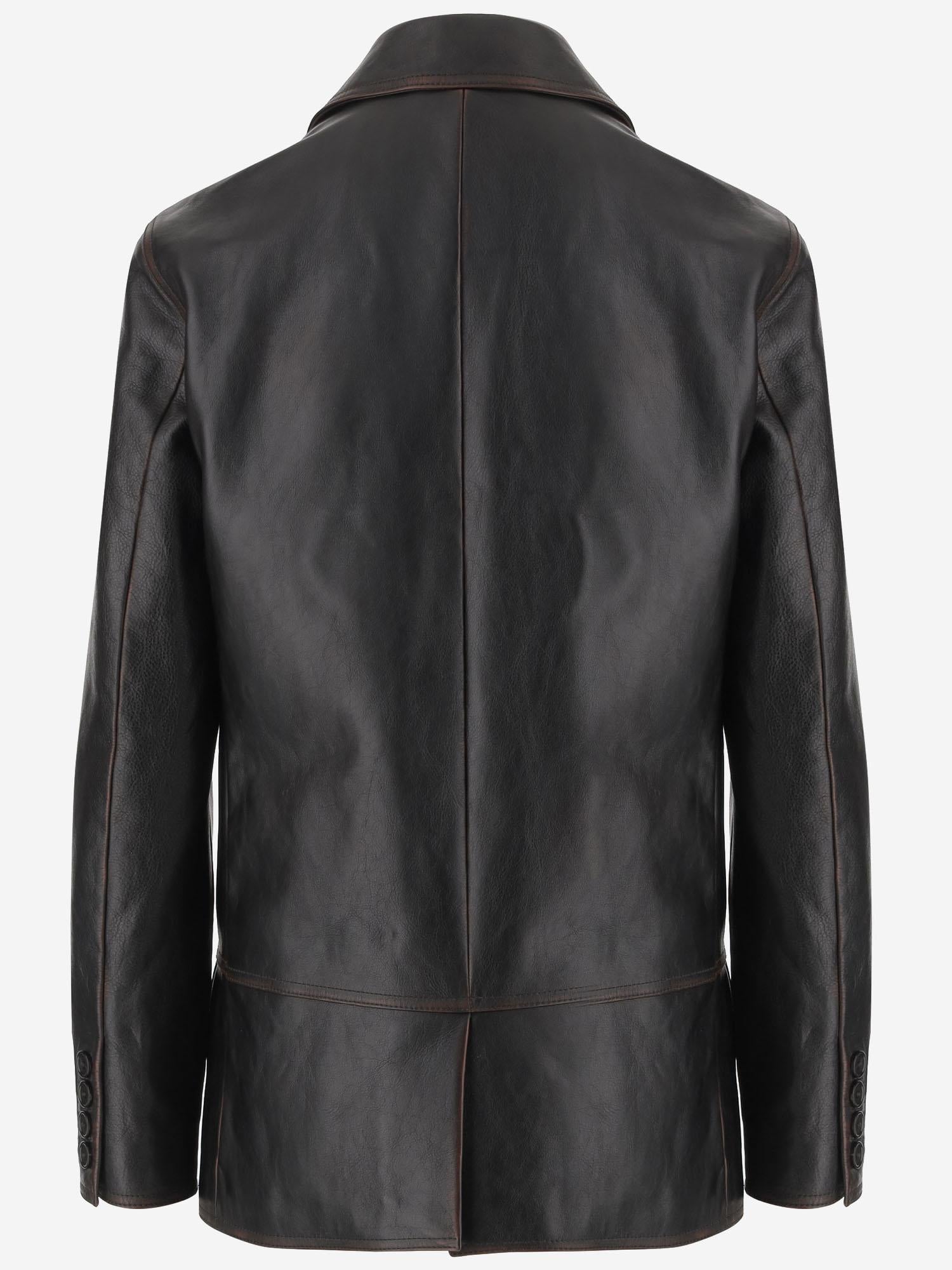 Giacca in pelle effetto invecchiato 838397 XNBAZ1080 GUCCI 