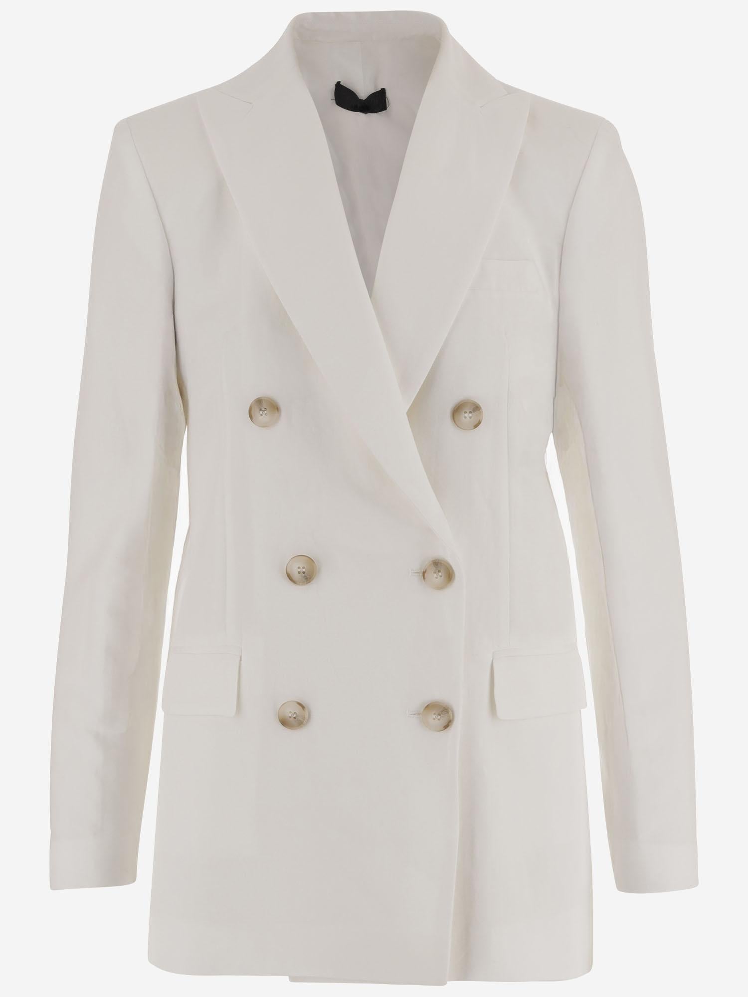 GIACCA DOPPIOPETTO IN VISCOSA E LINO 2973 3687BCOSETA F.IT 