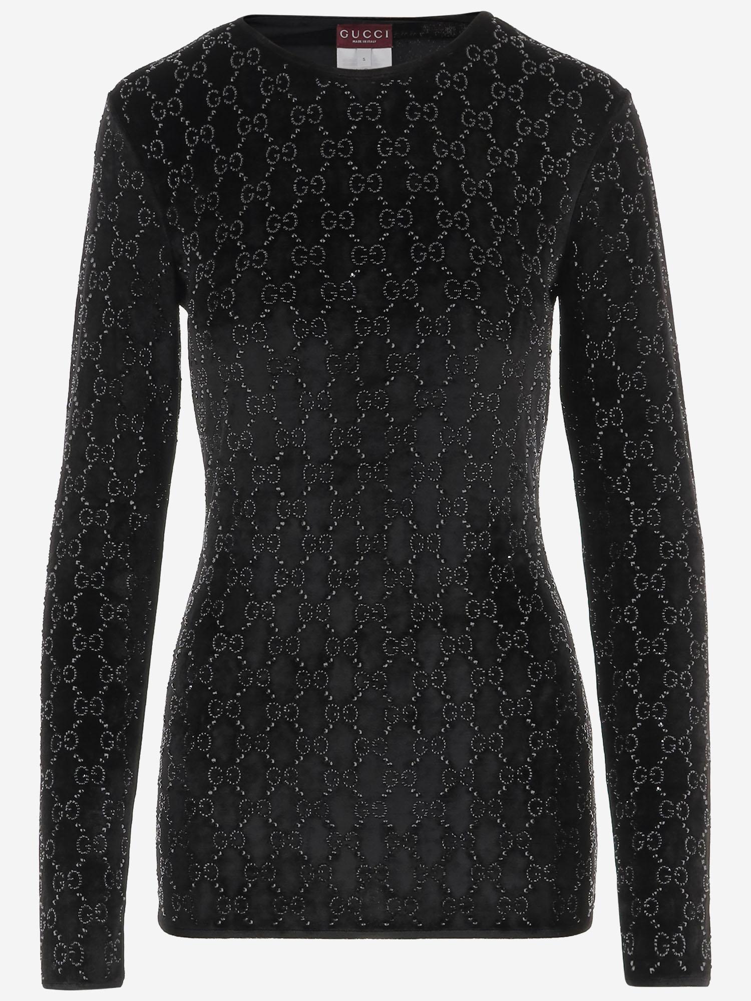 MAGLIA IN CINIGLIA STRETCH CON LOGO 851690 XUANY1043 GUCCI 