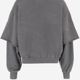 FELPA CON CAPPUCCIO IN COTONE E MANICHE A STRATI I003  CULTURA 