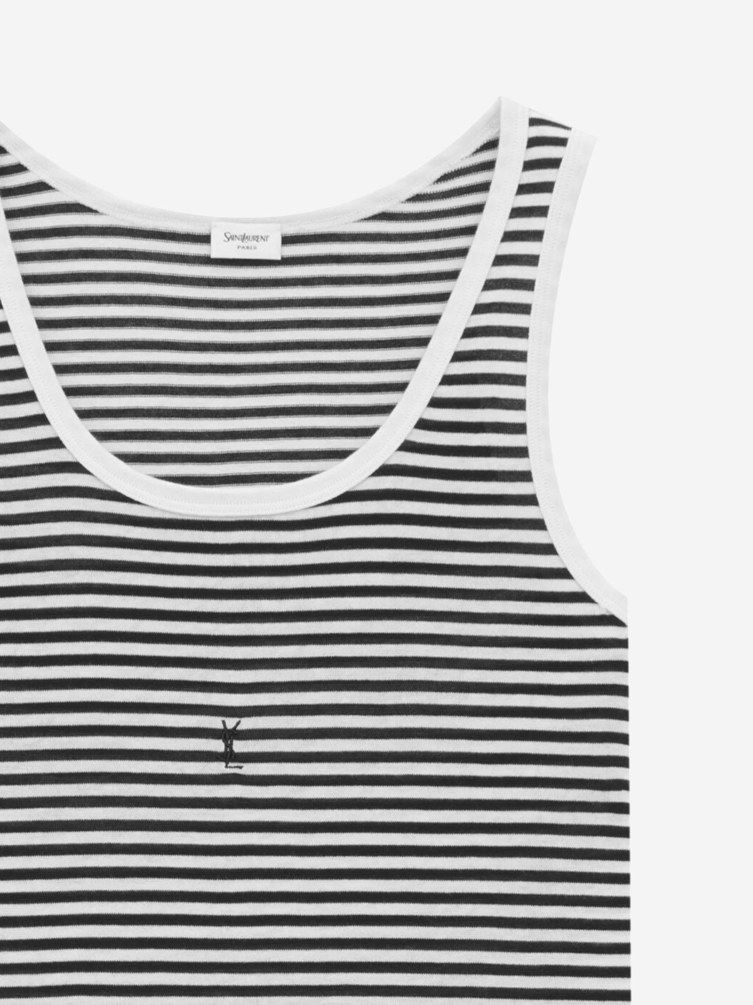 CANOTTA IN COTONE CON LOGO A RIGHE 832278 Y37ZN1077 SAINT LAURENT 