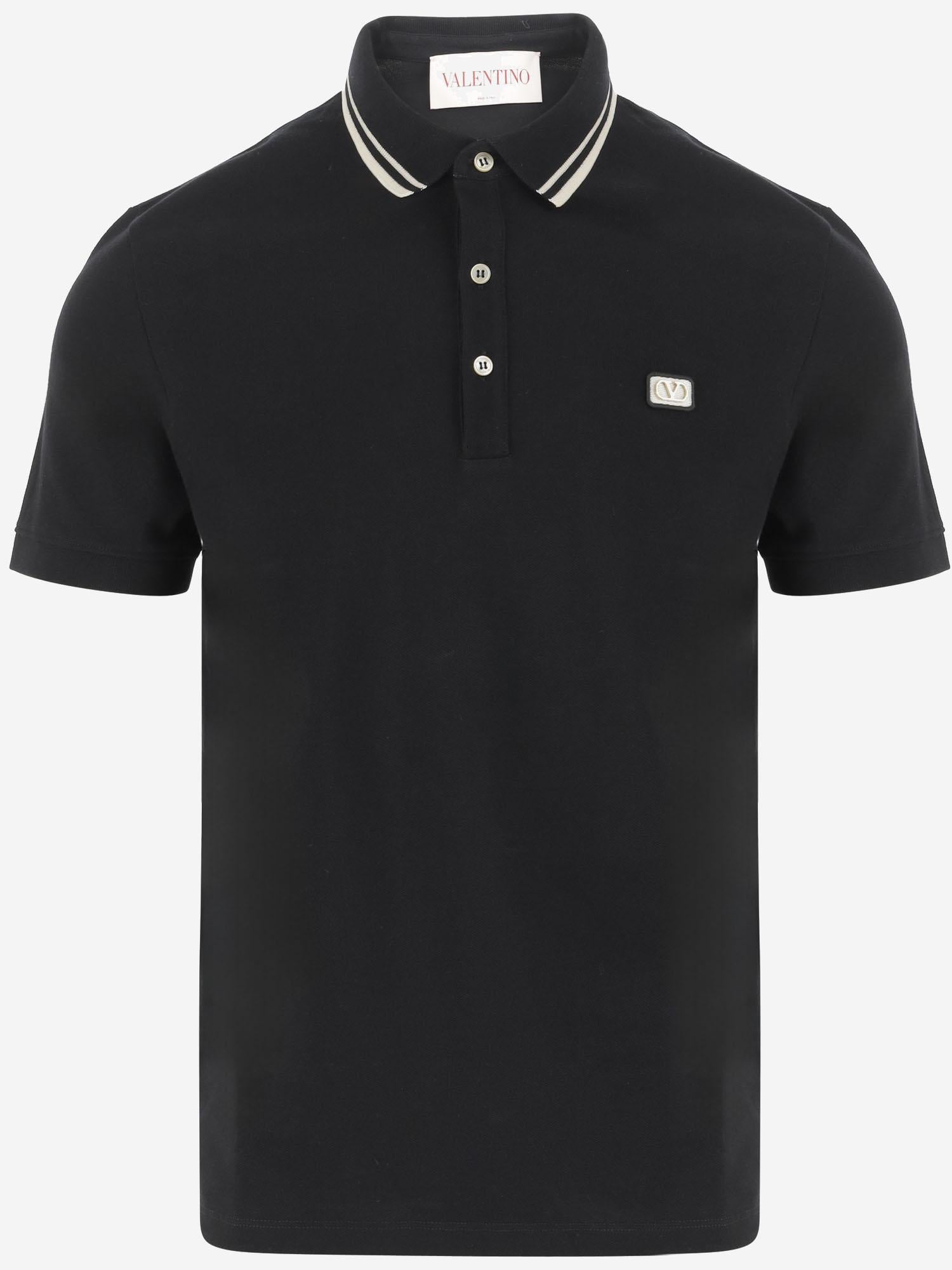 POLO IN PIQUET DI COTONE CON PATCH VLOGO 6V3MH01KAQK 0NO VALENTINO 
