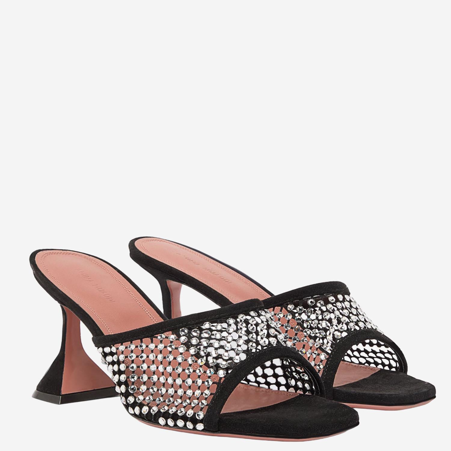 SANDALI LUPITA CRYSTAL LUPITACRYSTALNETSLIPPER 70BLACKWHITE AMINA MUADDI 