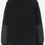 MAGLIONE CON ZIP IN LANA 6252K21069 BLACK CARVEN 