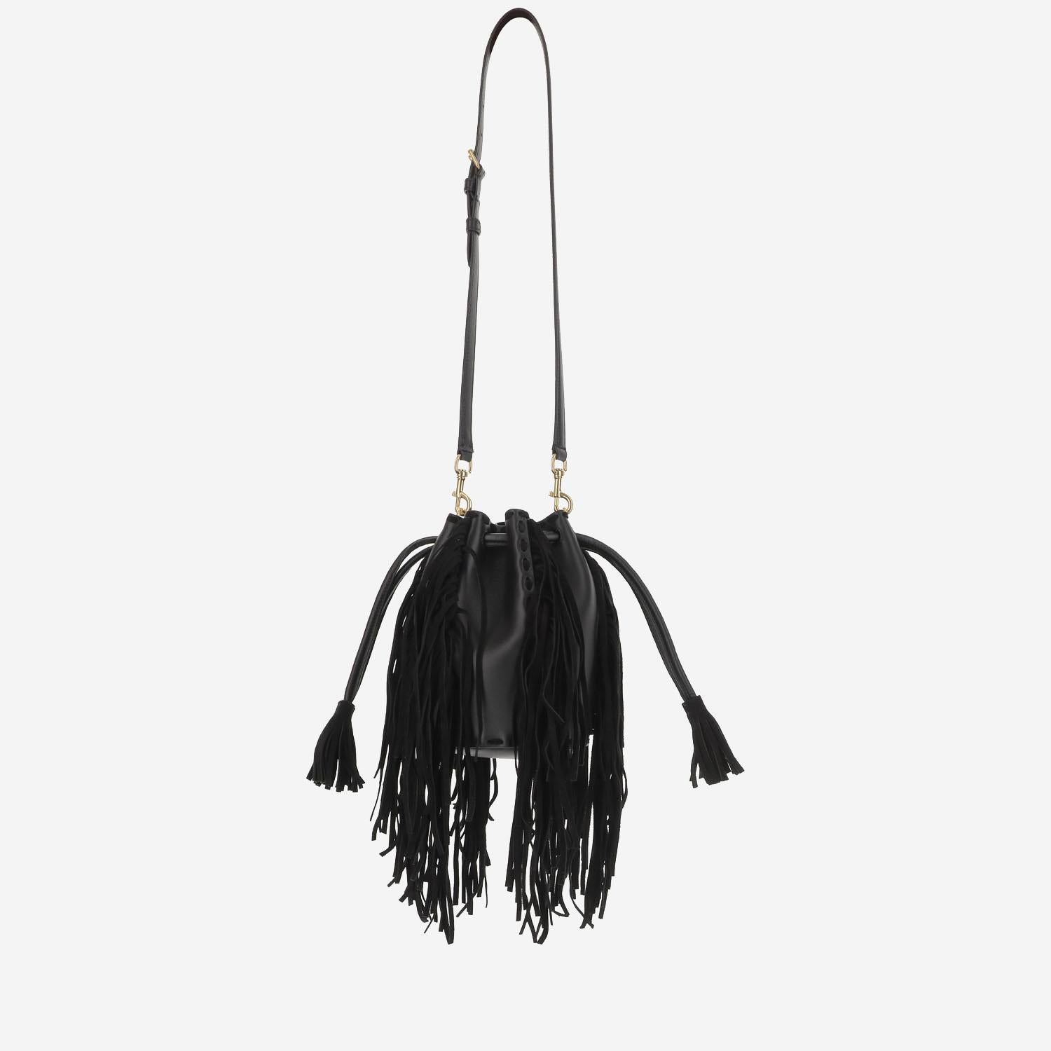 BORSA A SPALLA IN PELLE CON FRANGE 6W2B0R28LUJ 0NO VALENTINO GARAVANI 