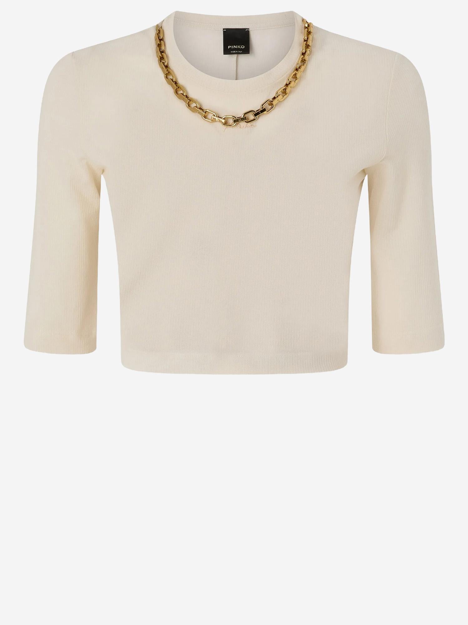 MAGLIA CROPPED KIMBERLY CON CATENA 106635 A32CC03 PINKO 