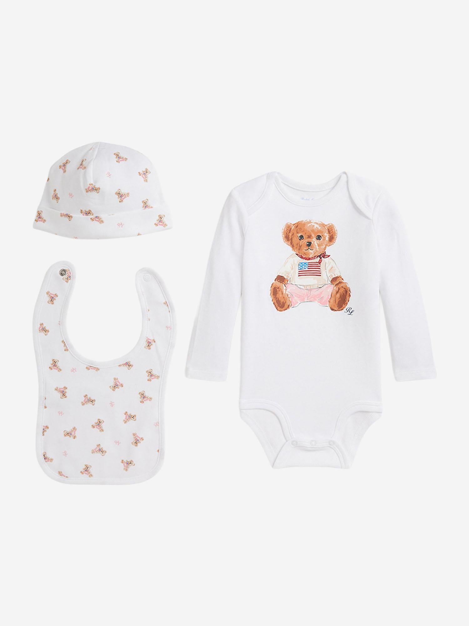SET REGALO POLO BEAR TRE PEZZI IN COTONE 310981226 001 POLO RALPH LAUREN KIDS 