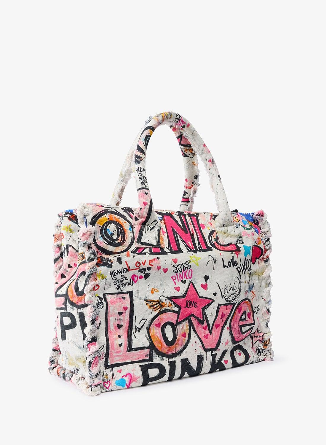 BORSA SHOPPER IN COTONE CON LOGO 106673 A3B6ZW0Q PINKO 