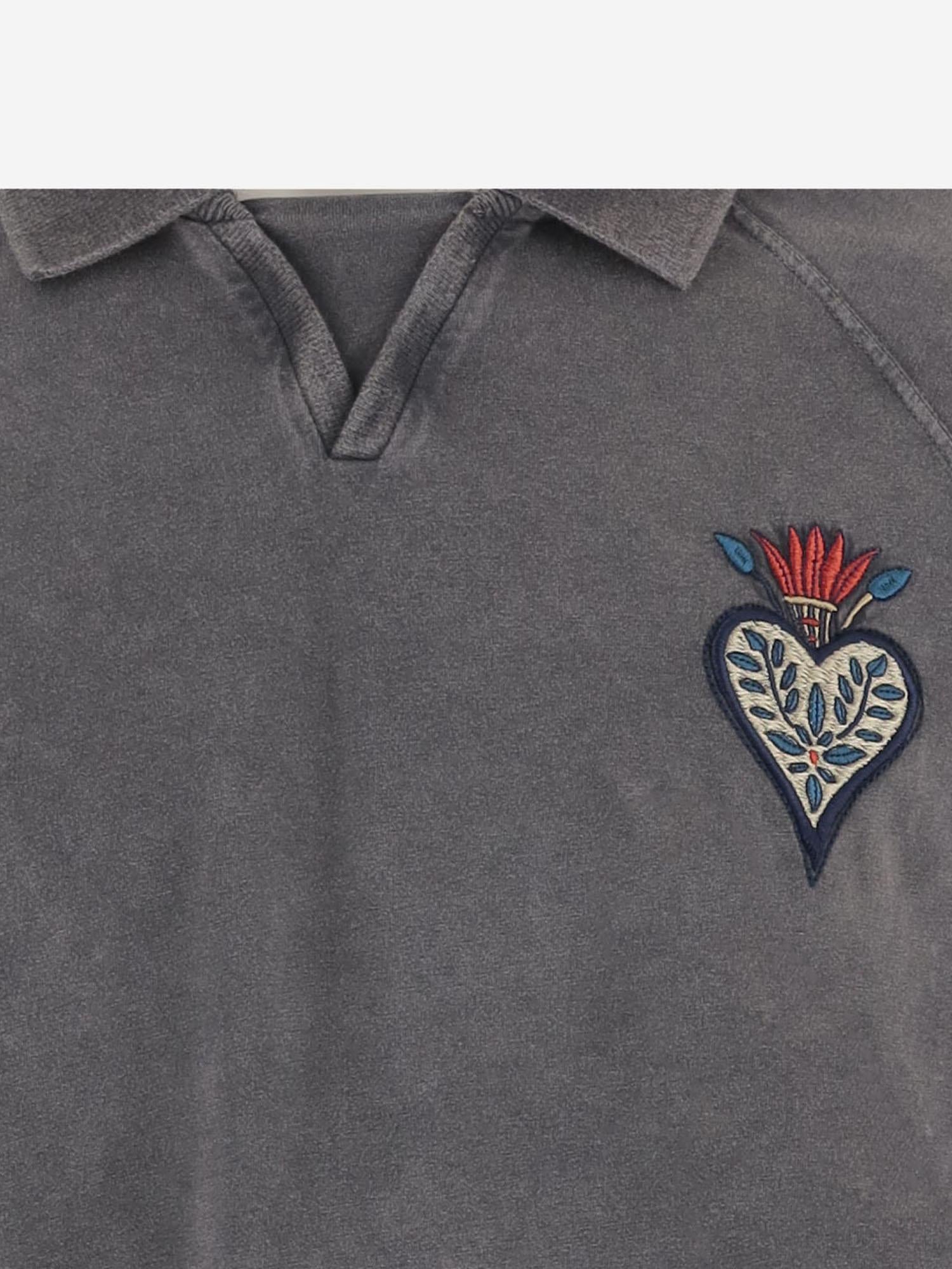 T-SHIRT IN COTONE CON RICAMO FIAMMA E LOGO POSTERIORE 80OAHE22 CJW13899 JUST CAVALLI 