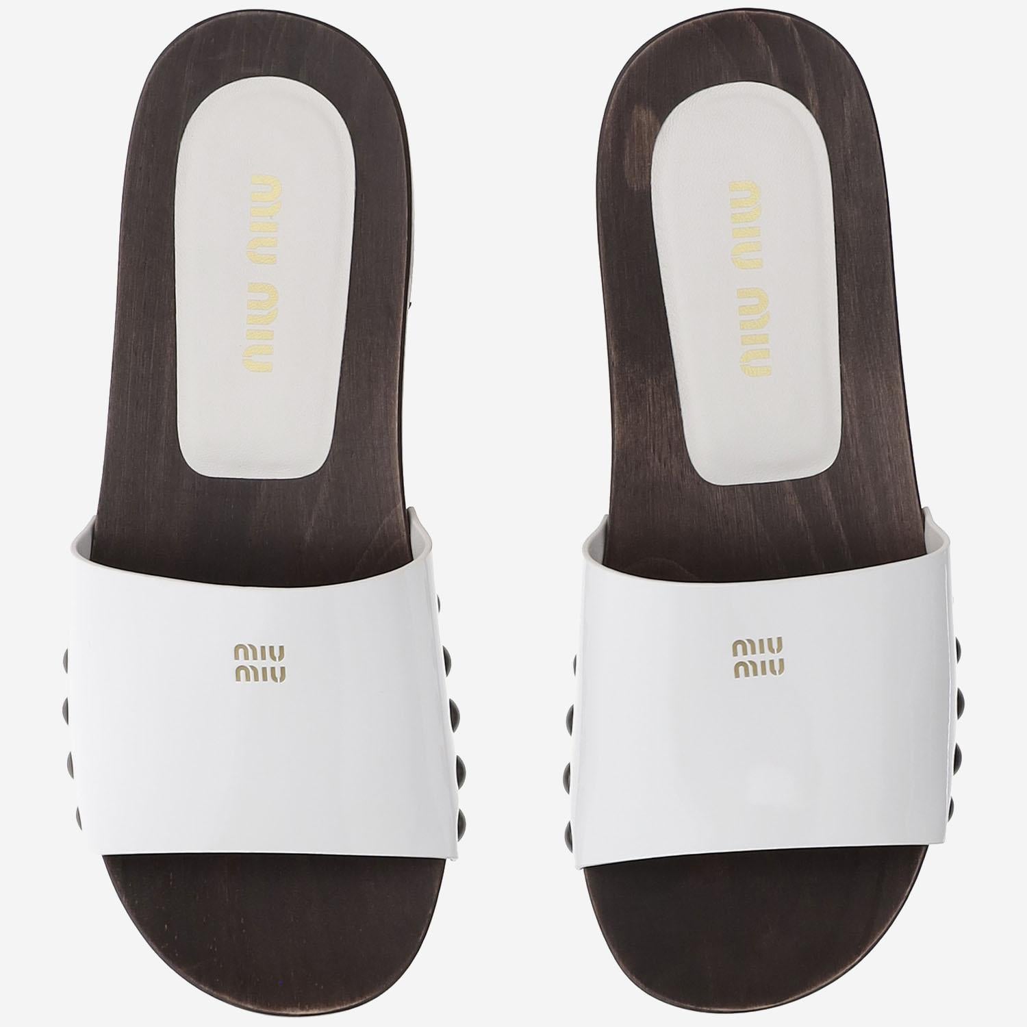 SANDALI IN PELLE CON LOGO 5Z425E 069F0009 MIU MIU 