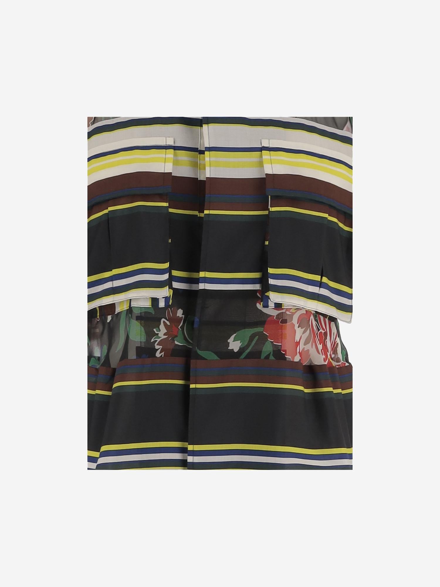 CAMICIA IN NYLON A RIGHE CON DETTAGLI TRASPARENTI 2608526 020 SACAI 