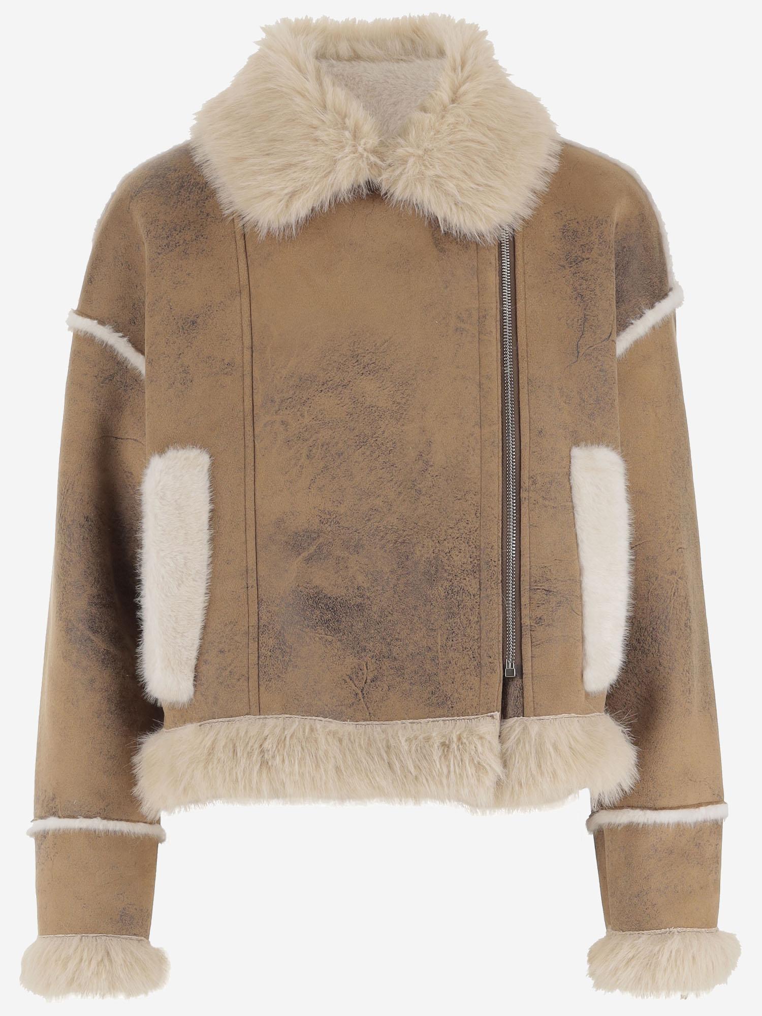 GIUBBOTTO IN NYLON CON BORDATURE IN PELLICCIA PZ121 SLV003 UNCOMMON 