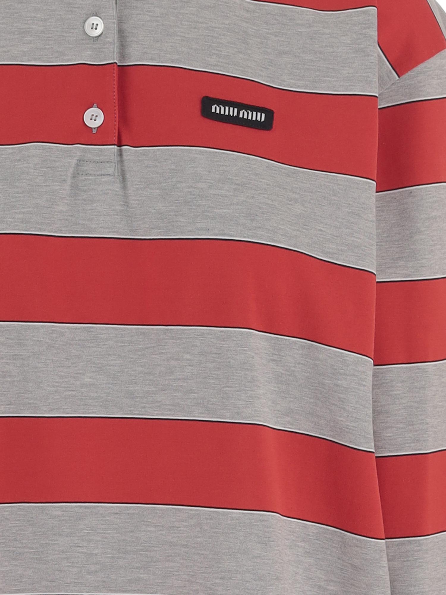 POLO IN COTONE A RIGHE CON MANICHE LUNGHE MJLA19 14RTF0N96 MIU MIU 