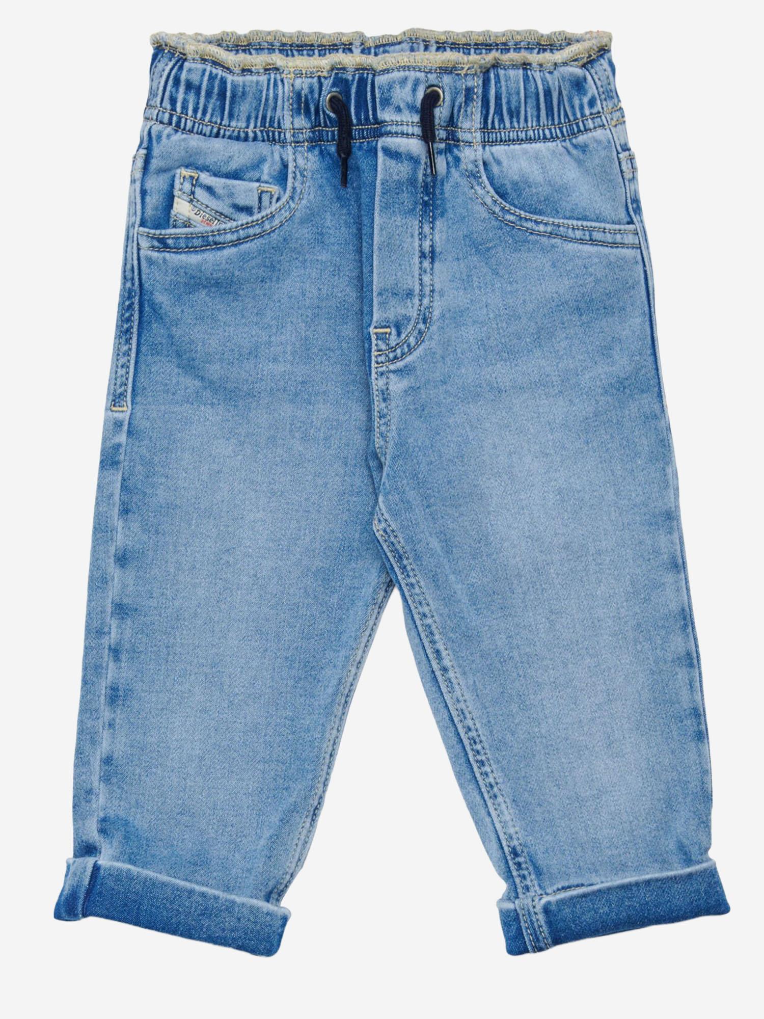 JEANS IN COTONE CON VITA ELASTICATA E RISVOLTO K00311 KXBSAK01 DIESEL KIDS 