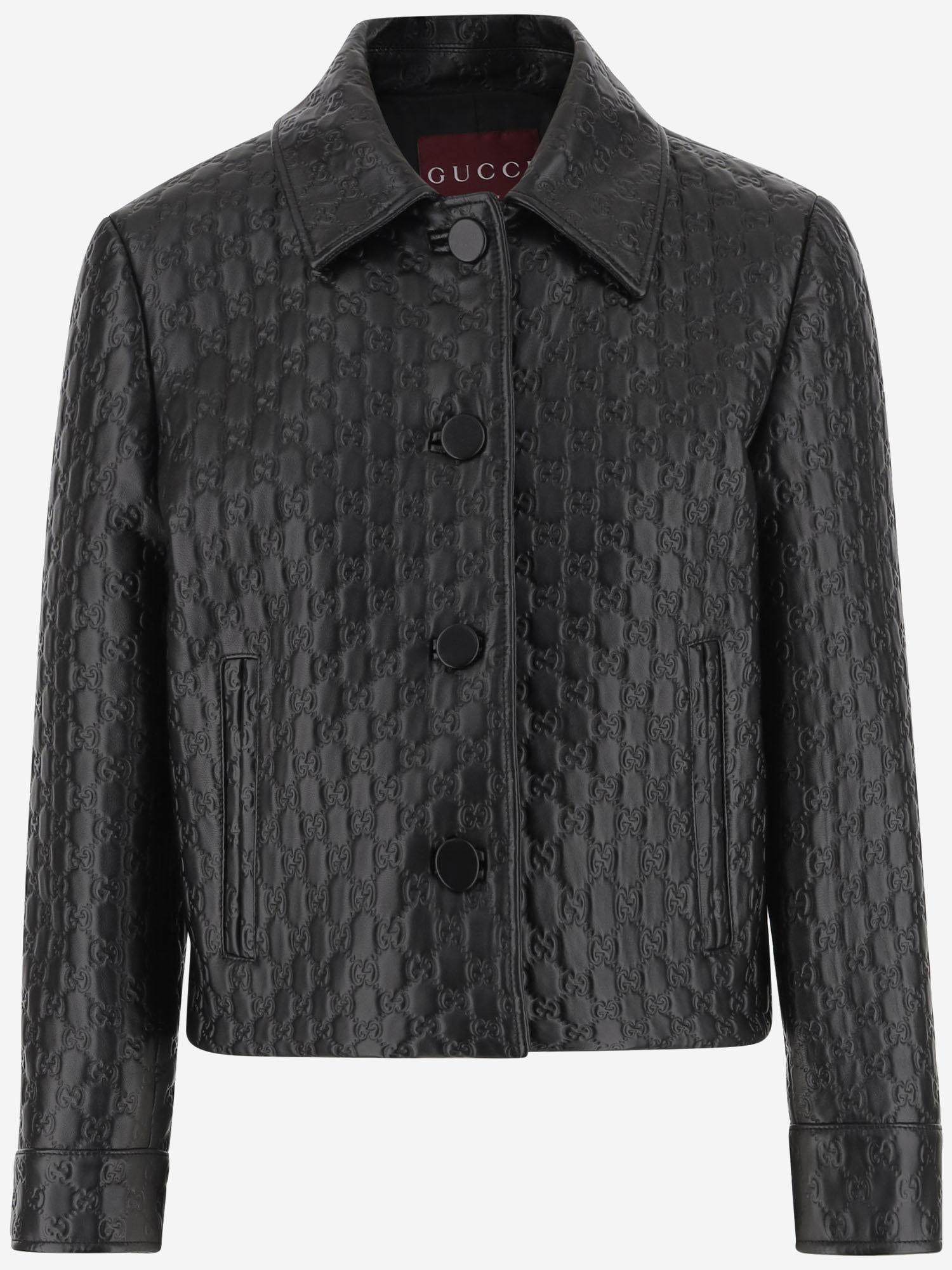 GIACCA IN PELLE CON MOTIVO GG 834308 XNA4F1000 GUCCI 