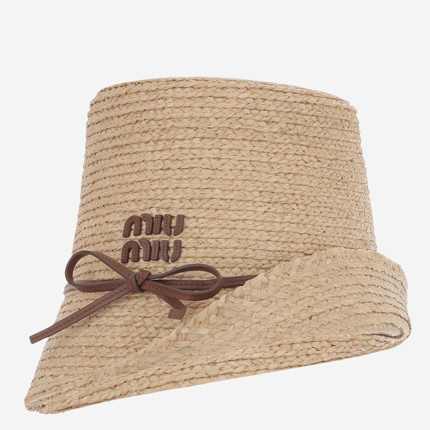 CAPPELLO IN RAFIA CON LOGO 5HC503 2IIFF062F MIU MIU 