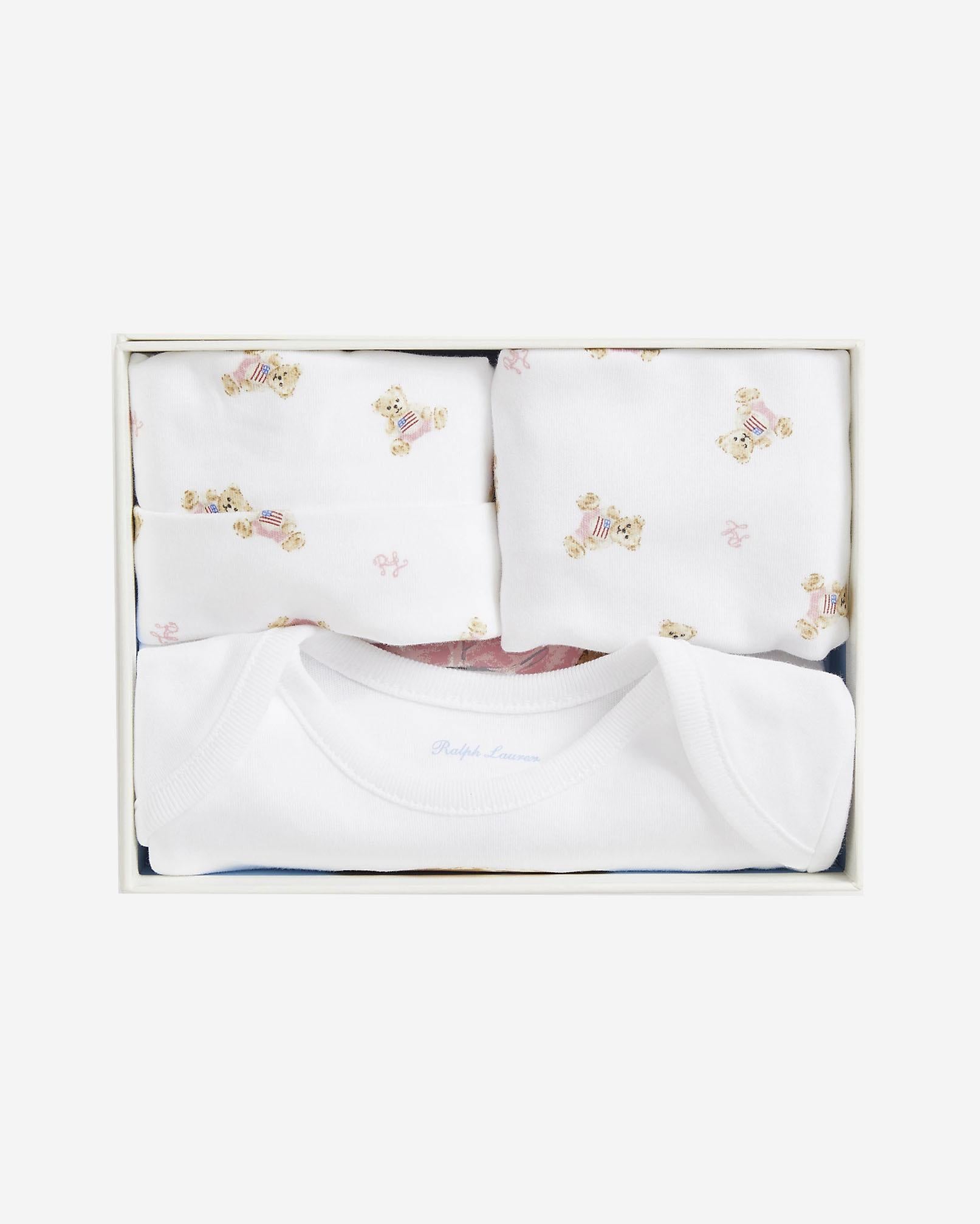 SET REGALO POLO BEAR TRE PEZZI IN COTONE 310981226 001 POLO RALPH LAUREN KIDS 