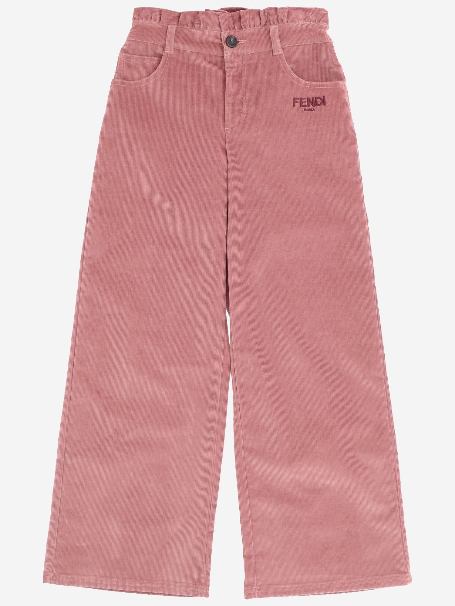 PANTALONI IN VELLUTO A COSTE JFF380 AYMCF1T6P FENDI KIDS 