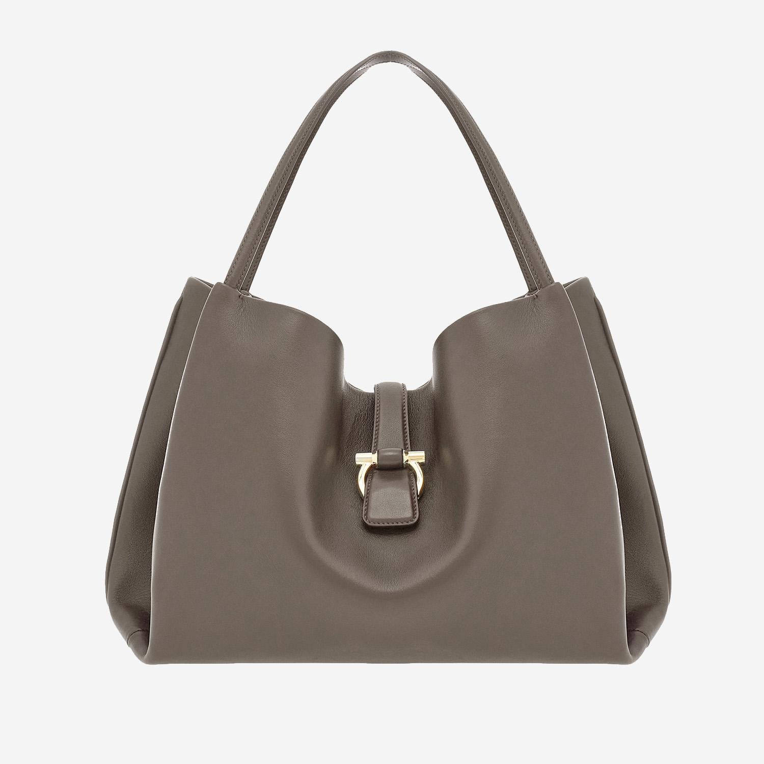 BORSA A SPALLA IN PELLE 219804 001NERO SALVATORE FERRAGAMO 
