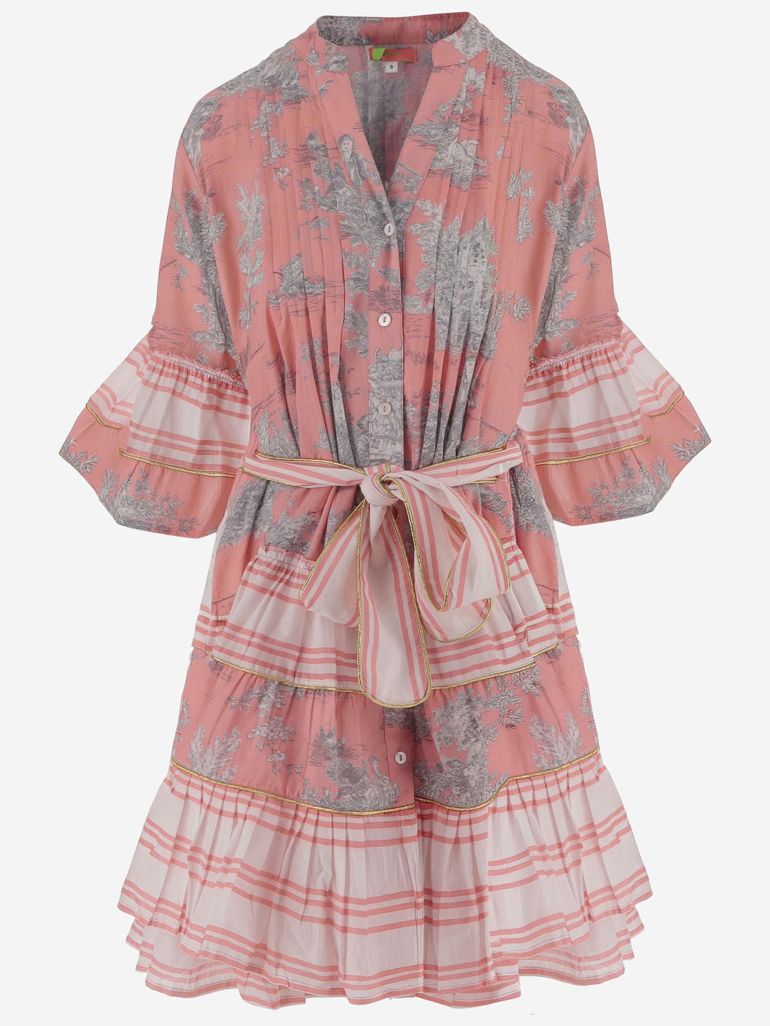 ABITO IN COTONE CON MOTIVO floreale NEWTOILE 04STRAWBERRYGREY PEPS CANNES 