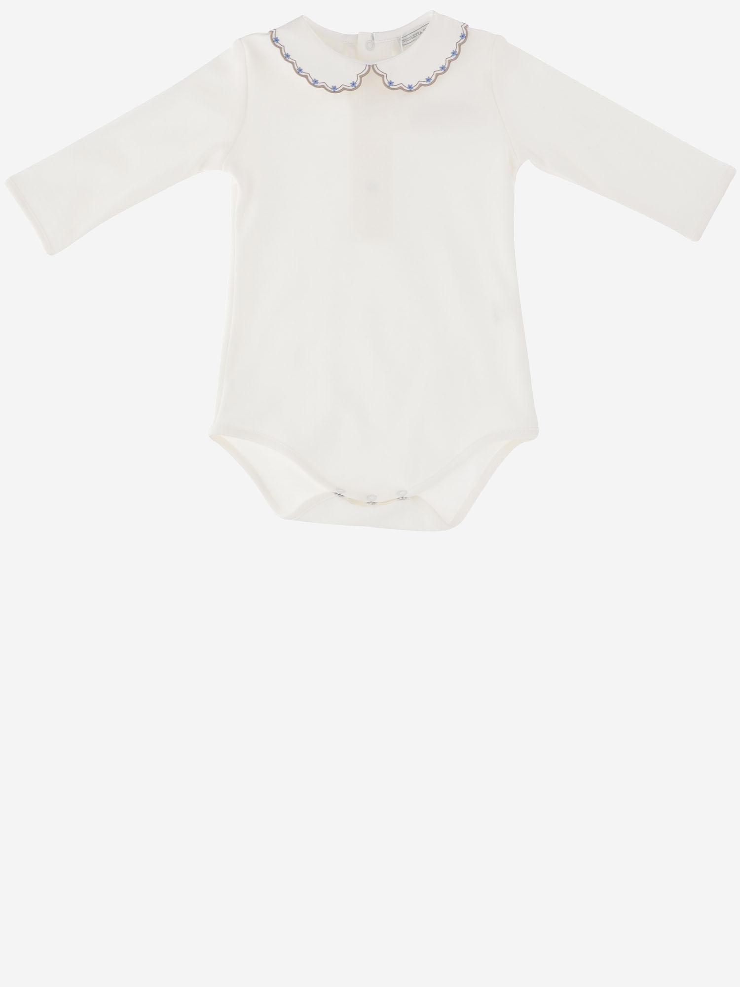 BODY IN COTONE CON COLLETTO RICAMATO BODY BEIGECELESTE NICOLETTA FANNA KIDS 