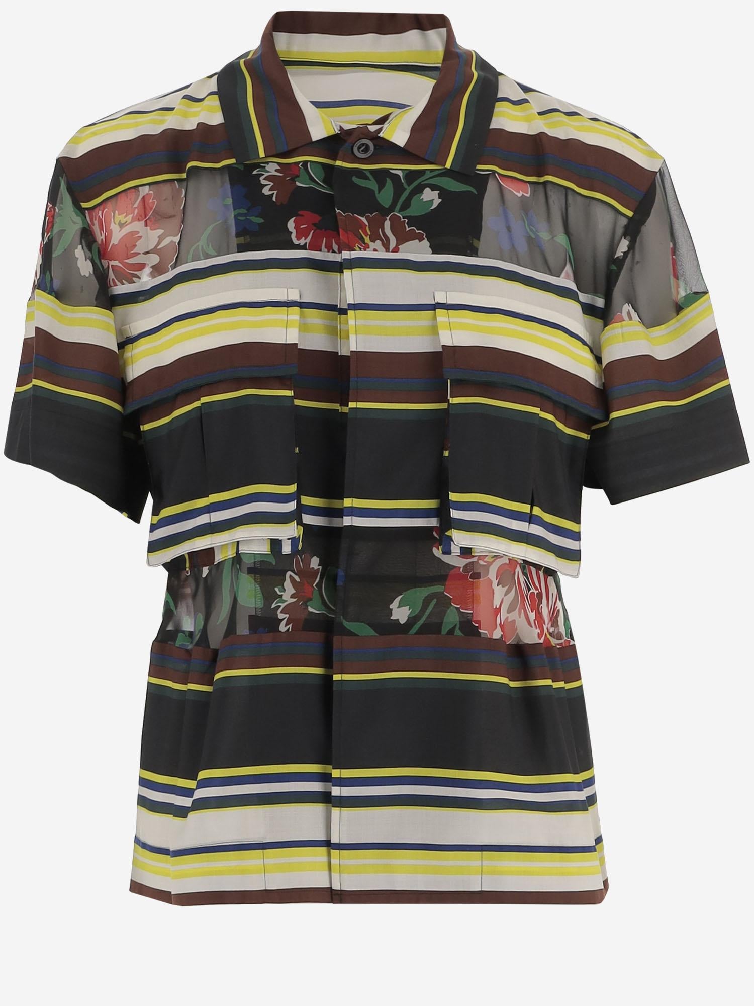 CAMICIA IN NYLON A RIGHE CON DETTAGLI TRASPARENTI 2608526 020 SACAI 