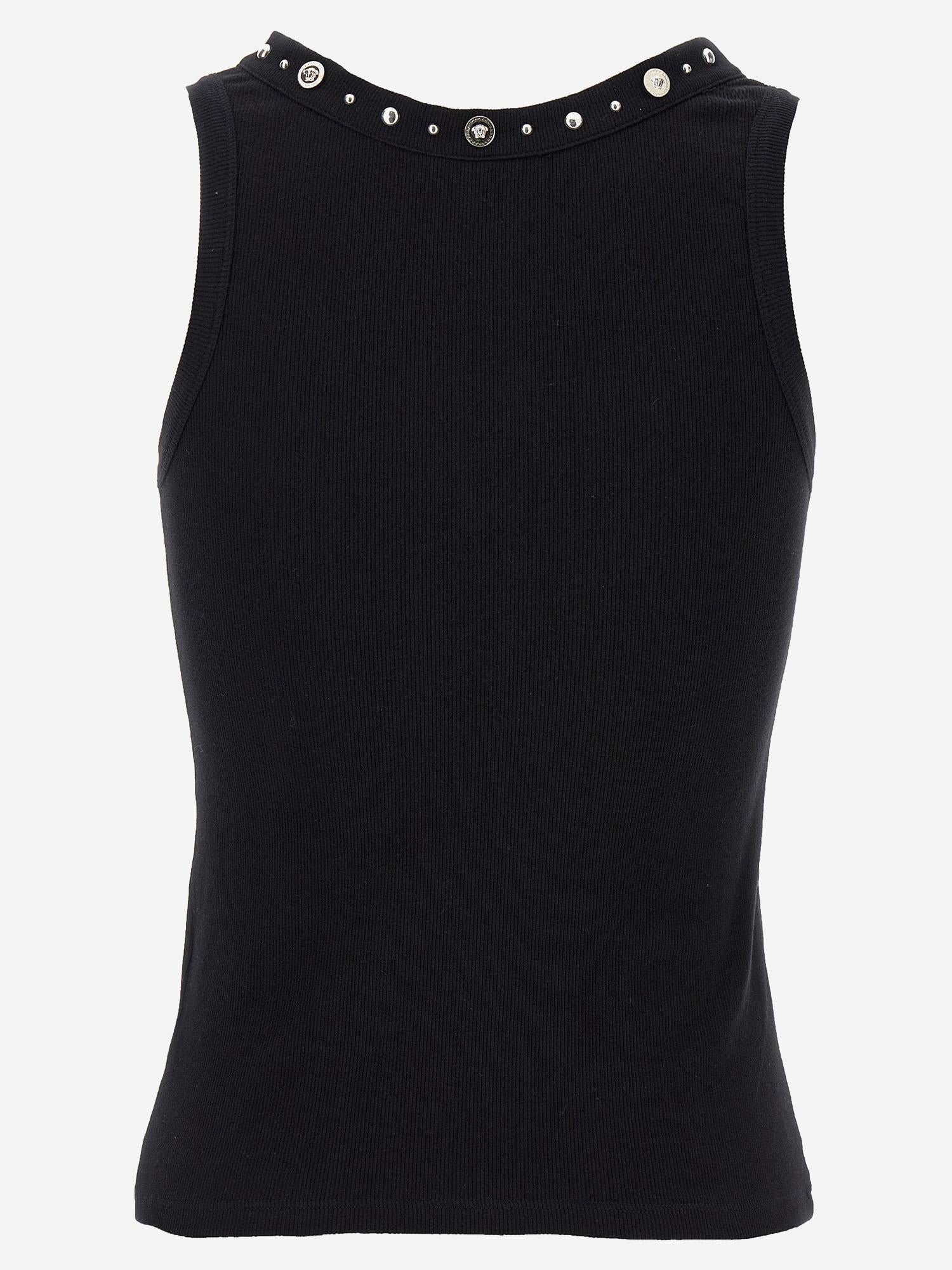 TOP IN COTONE STRETCH CON BORCHIE 1023209 1A172211B000 VERSACE 