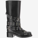 COMBAT BOOTS IN PELLE CON CINTURE E OCCHIELLI S097750 VCLBLK MACH & MACH 