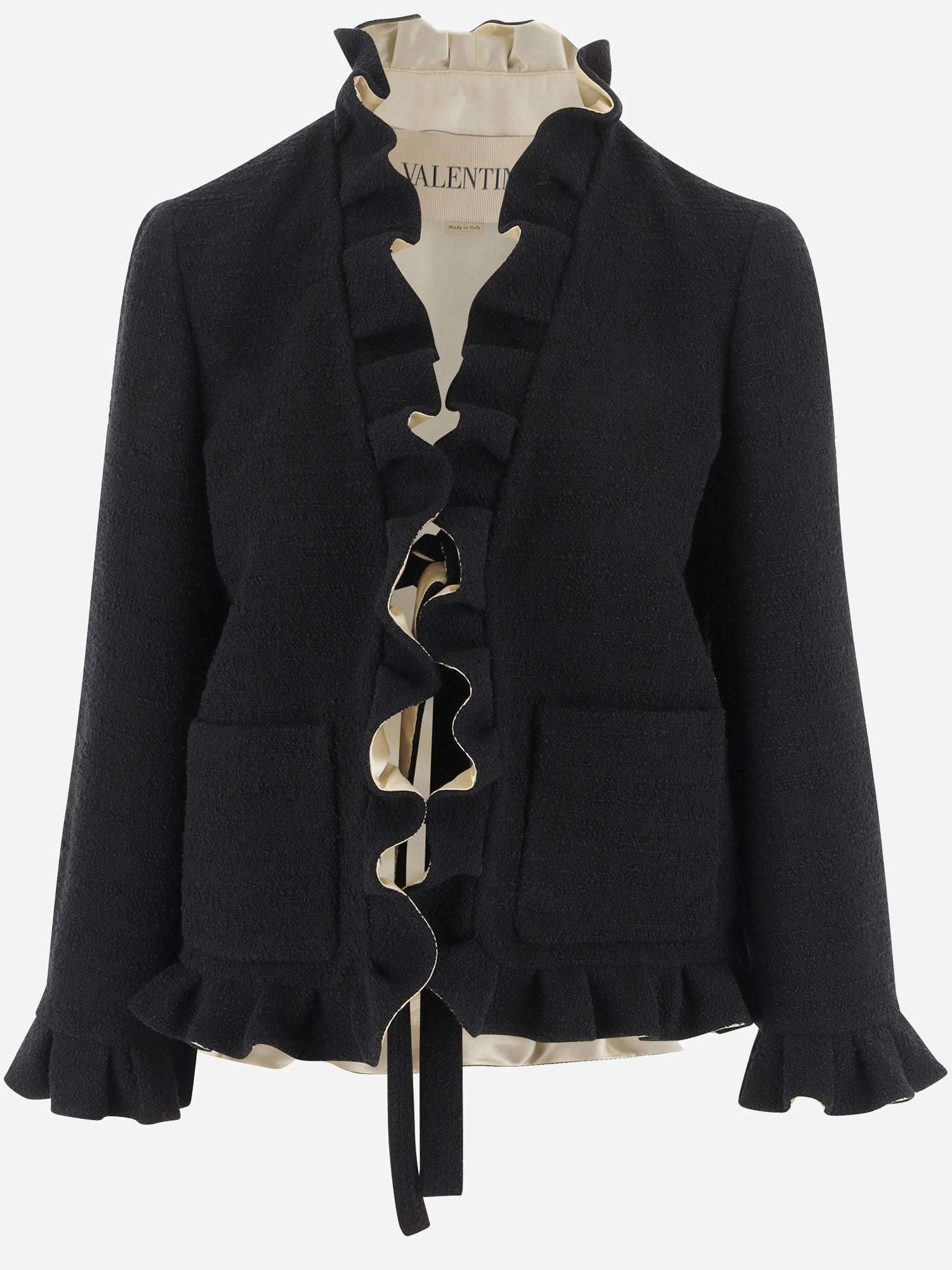 GIACCA IN MISTO LANA CON DETTAGLI RUCHES 7B3CE4M0 7LV0NO VALENTINO 