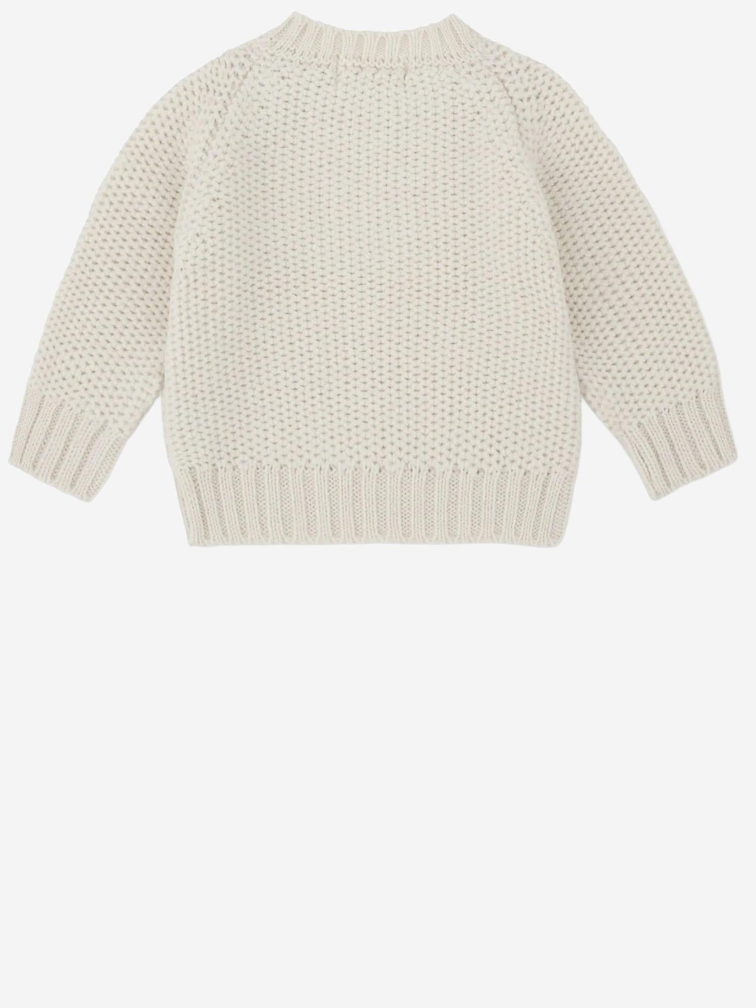 MAGLIONE IN LANA E ACRILICO CON BOTTONI SULLA SPALLA 25W074 ECRU 1+ IN THE FAMILY KIDS 