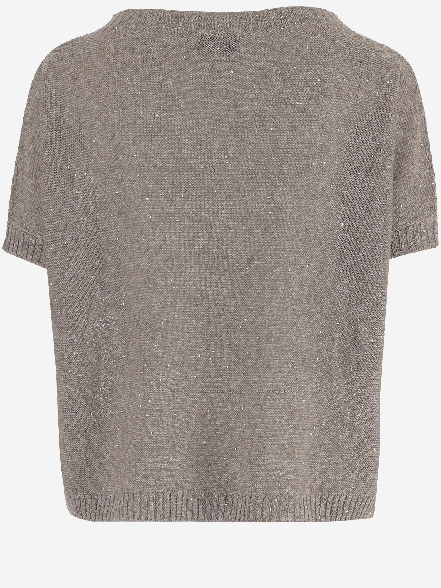 MAGLIA A MANICHE CORTE IN MISTO LINO E COTONE R2Q101 414 BRUNO MANETTI 