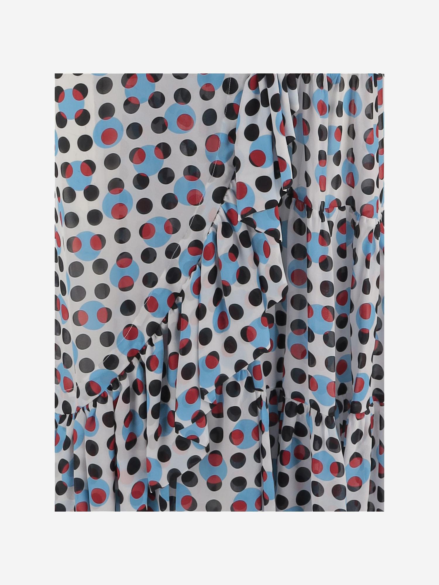 ABITO IN CUPRO A PORTAFOGLIO CON STAMPA A POIS 011062 3016505 DRIES VAN NOTEN 