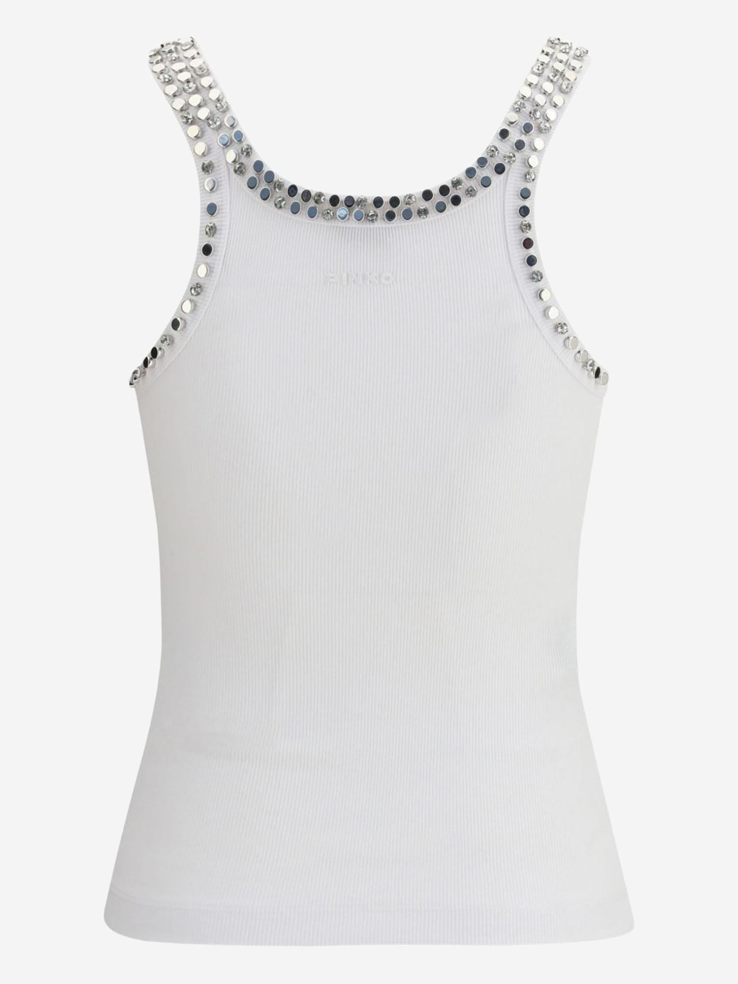 Top a costine con ricami gioiello 104109 A35YZ04 PINKO 